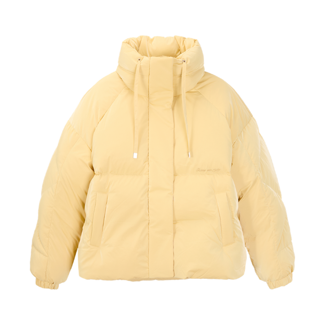 (W) 게스 스텐넥 글로시 푸퍼 라이트 옐로우((W) Guess Stand-Neck Glossy Puffer Light Yellow)