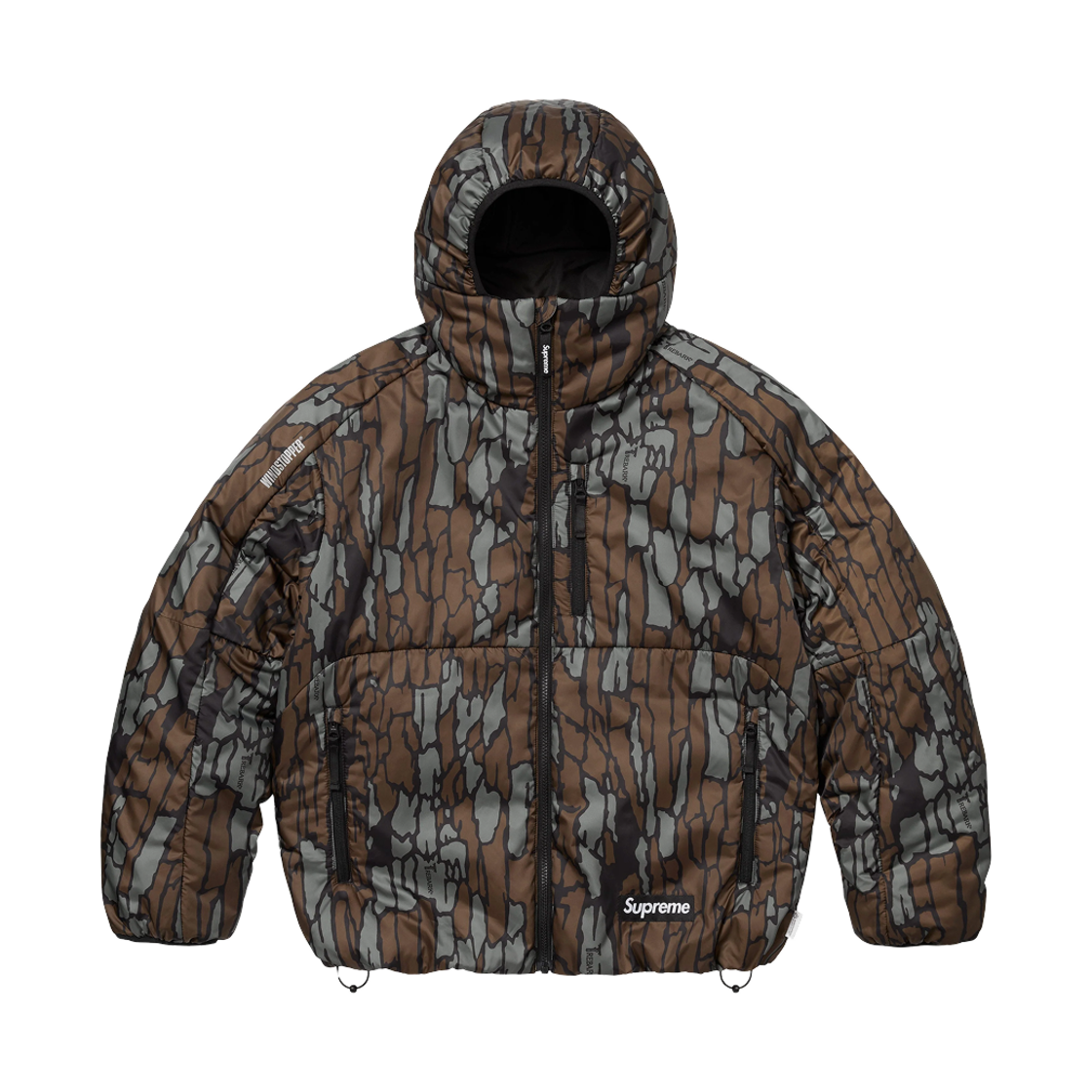 슈프림 윈드스토퍼 인슐레이티드 후드 자켓 모시 오크 트레바크 카모 - 25SS(Supreme Windstopper Insulated Hooded Jacket Mossy Oak Trebark Camo - 25SS)
