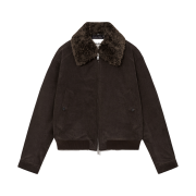 Haleine Detachable Collar Corduroy Padding Blouson Brown (VJ428)
