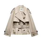 (W) Zara ZW Collection Short Trench Coat Sand