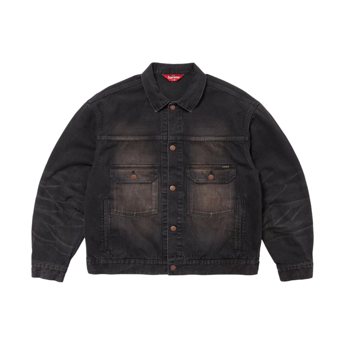 슈프림 디스트레스드 셀비지 트러커 자켓 워시드 블랙 - 24FW