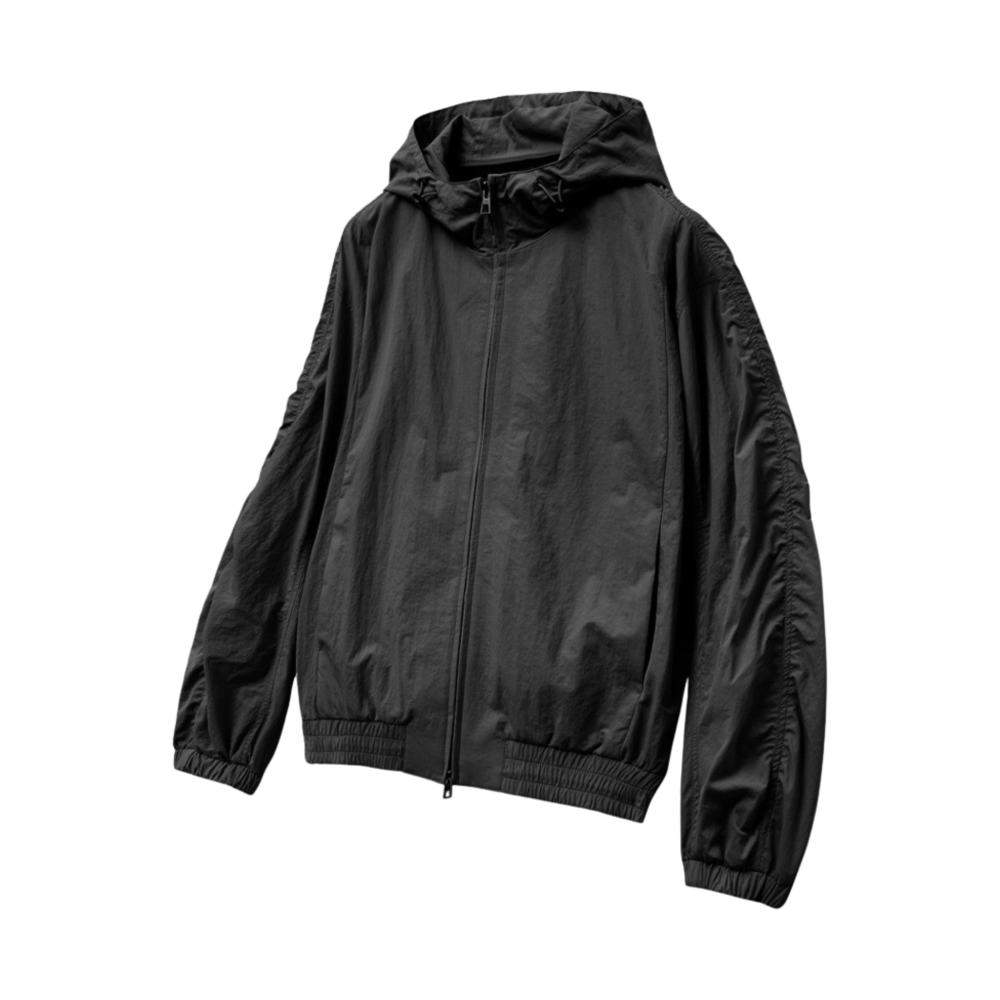 티엔지티 홑겹 셔링 윈드브레이커 블랙