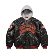 Supreme x Homerun Satin Hooded Varsity Jacket Black - 25SS