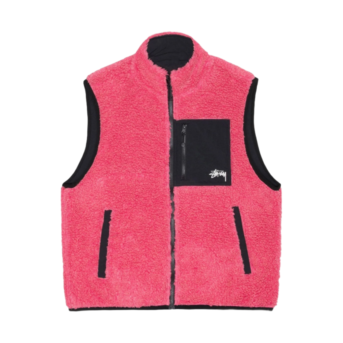 118528 Stussy Sherpa Reversible Vest Pink