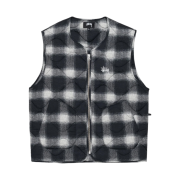 Stussy Plaid Nylon Liner Vest Black