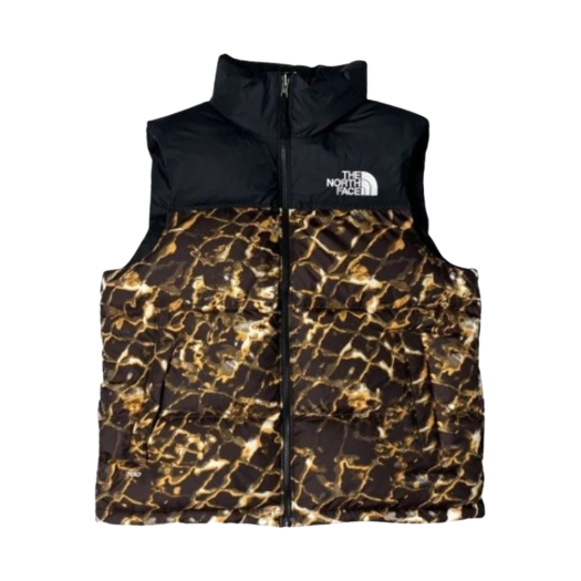 The North Face 1996 Retro Nuptse Vest Coal Brown Water Distortion Print