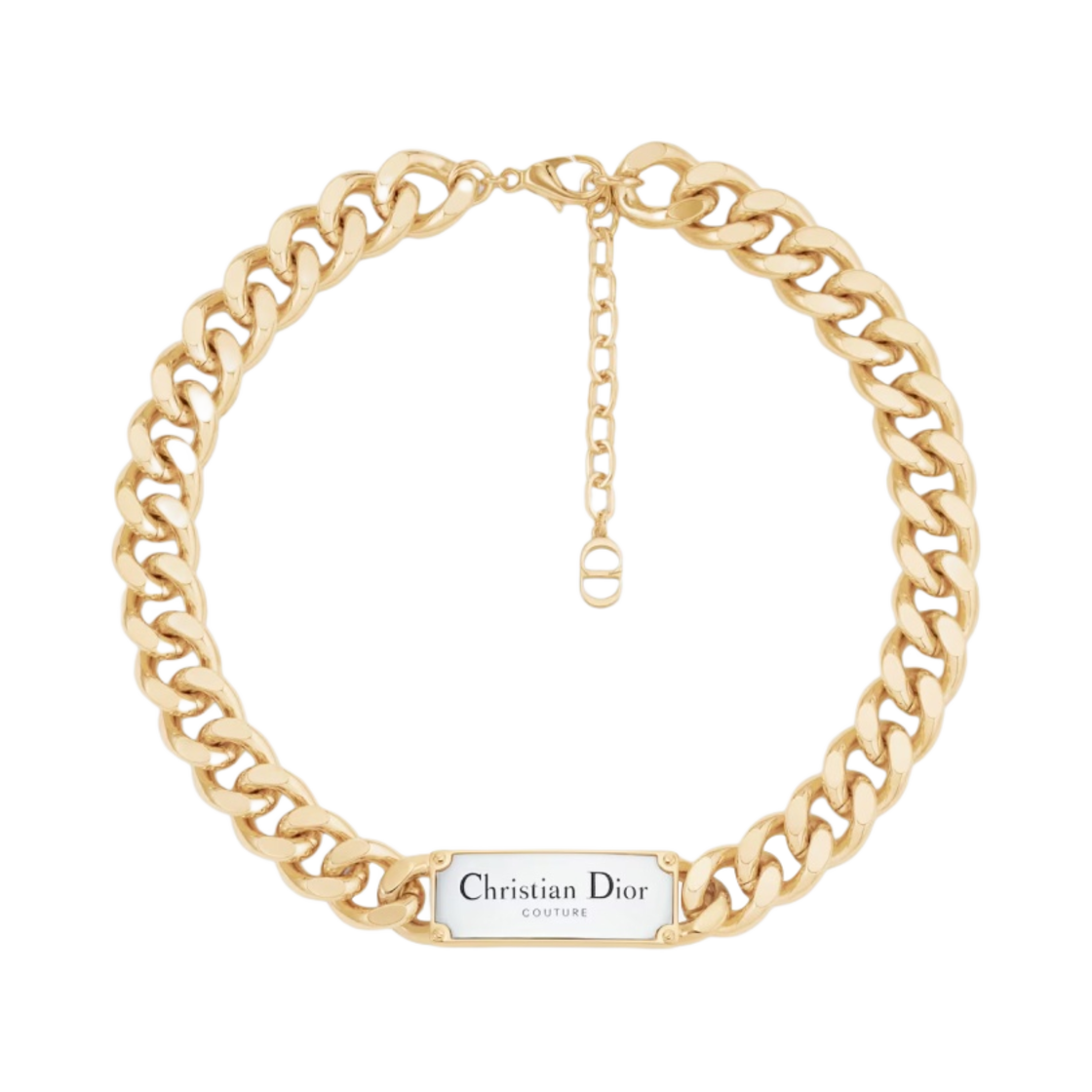 디올 크리스찬 디올 꾸뛰르 체인 링크 네클리스 골드 실버 피니쉬 브래스