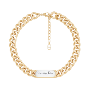 Dior Christian Dior Couture Chain Link Necklace Gold Silver Finish Brass