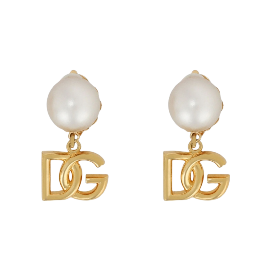 WEO2N1W1111ZOO00 (W) Dolce & Gabbana Earrings with DG Logo and Pearl Gold