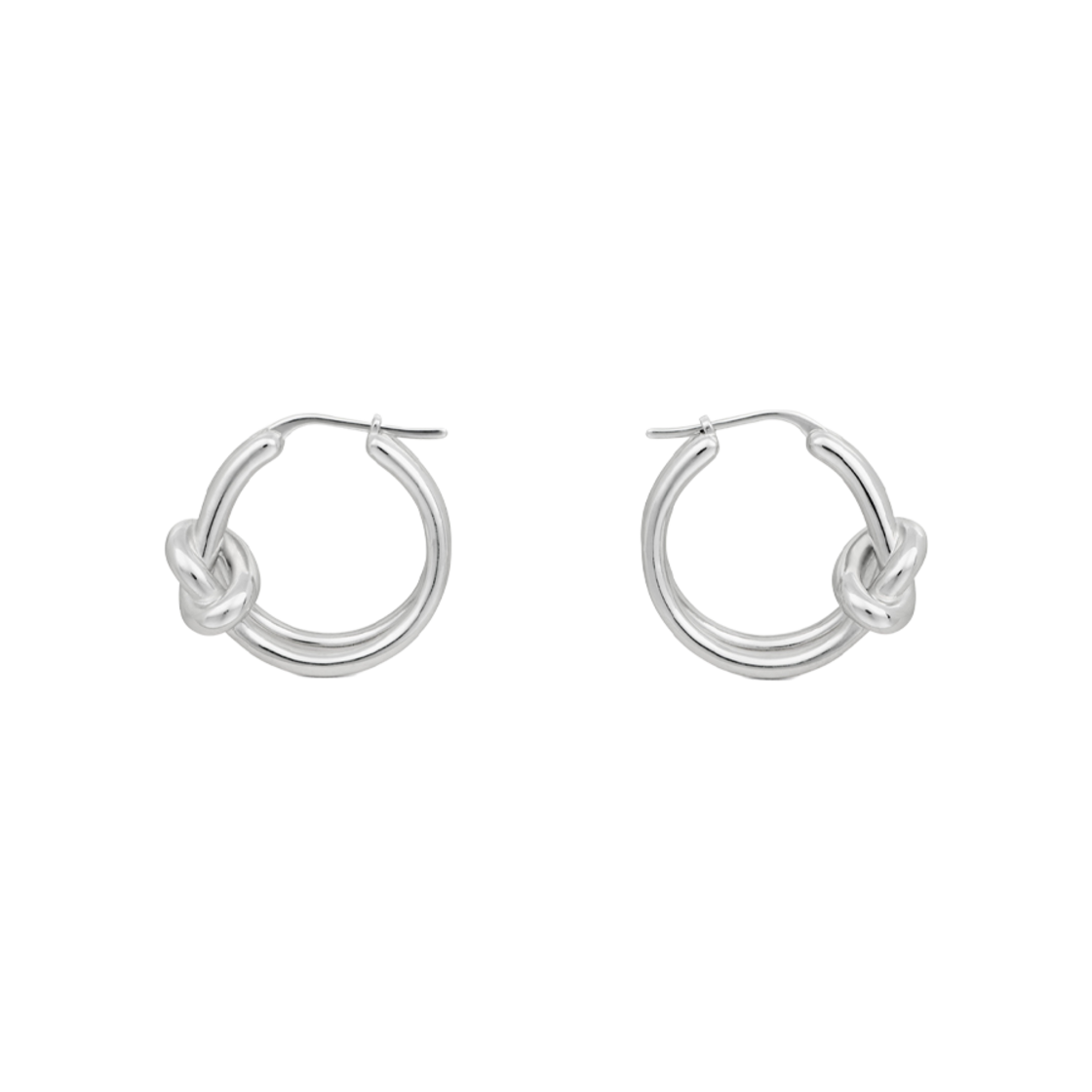 (W) 셀린느 노트 더블 훕 브래스 로듐 피니쉬 실버((W) Celine Knot Double Hoops in Brass with Rhodium Finish Silver) - 2