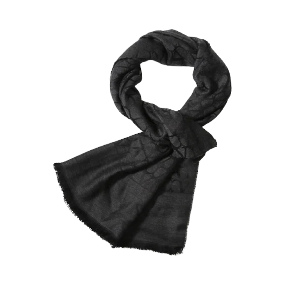 ED020HPQH6M Valentino Vlogo Signature Wool and Silk Scarf Black