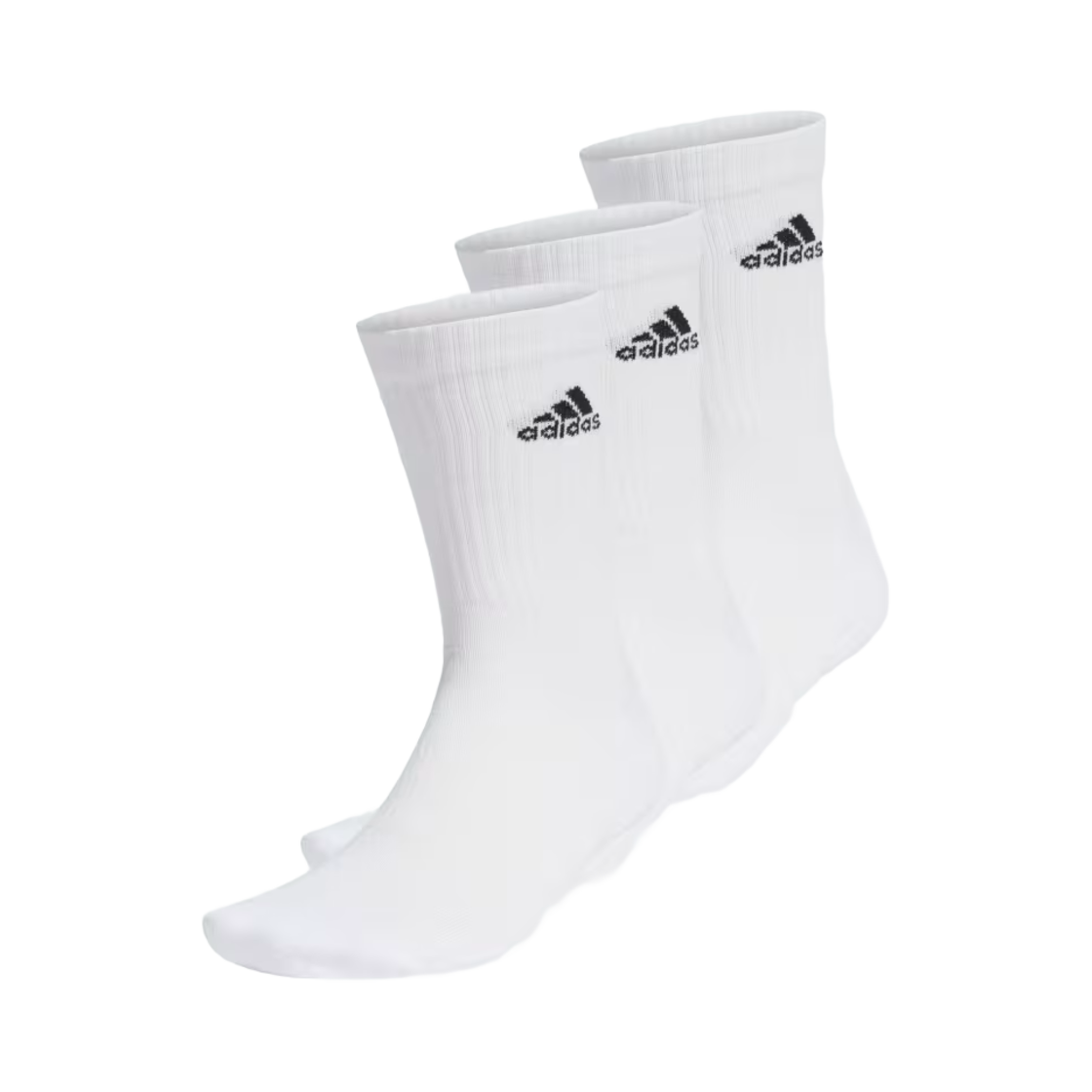 아디다스 쿠션드 크루 삭스 화이트 블랙 (3개입)(Adidas Cushioned Crew Socks White Black (3 Pack))