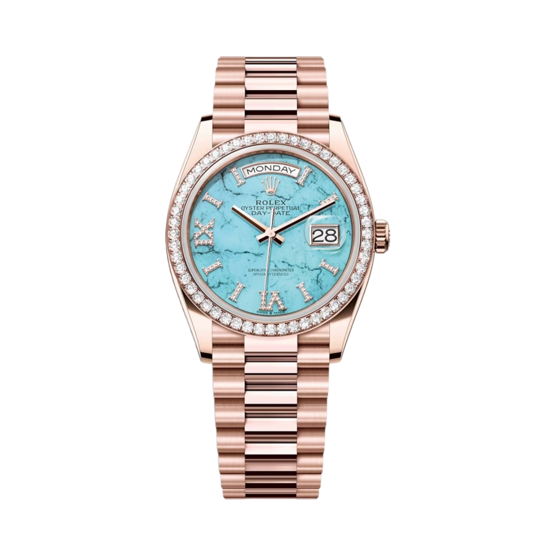 롤렉스 데이데이트 36mm 128345RBR 터콰이즈 로만 다이아 셋팅 프레지던트(Rolex Day-Date 36mm 128345RBR Turquoise Roman Diamond-Set President) - 1
