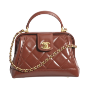 Chanel Mini Bag with Top Handle Shiny Lambskin & Gold Brown