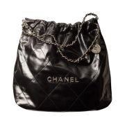Chanel 22 Medium Handbag Calfskin & Silver Black
