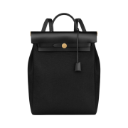 Hermes Herbag a Dos Zip Backpack Retourne Military Canvas & Gold Noir