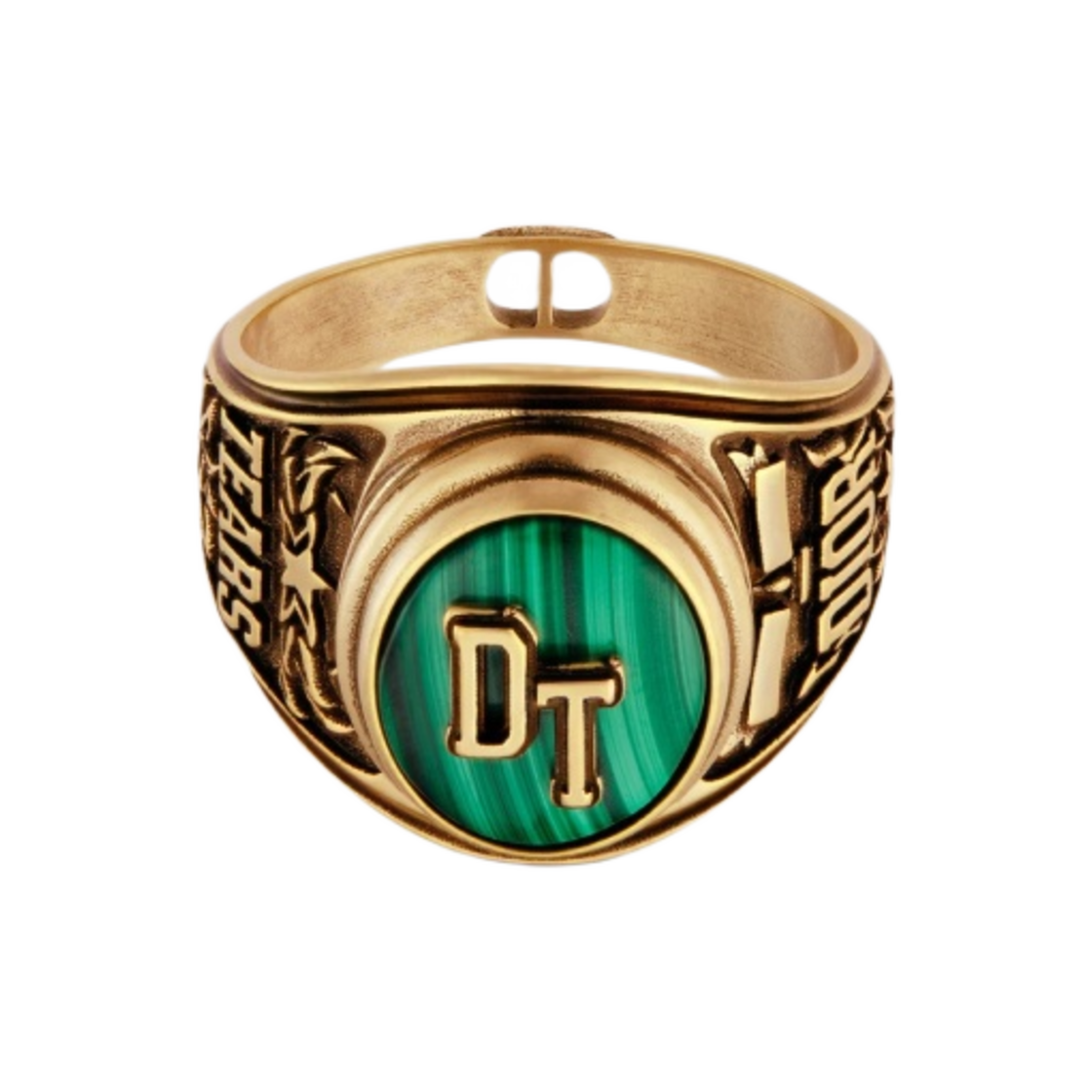 디올 x 데님 티어스 디올 티어스 링 골드 피니쉬 브래스 말라카이트(Dior x Denim Tears Dior Tears Ring Gold Finish Brass Malachite) - 1
