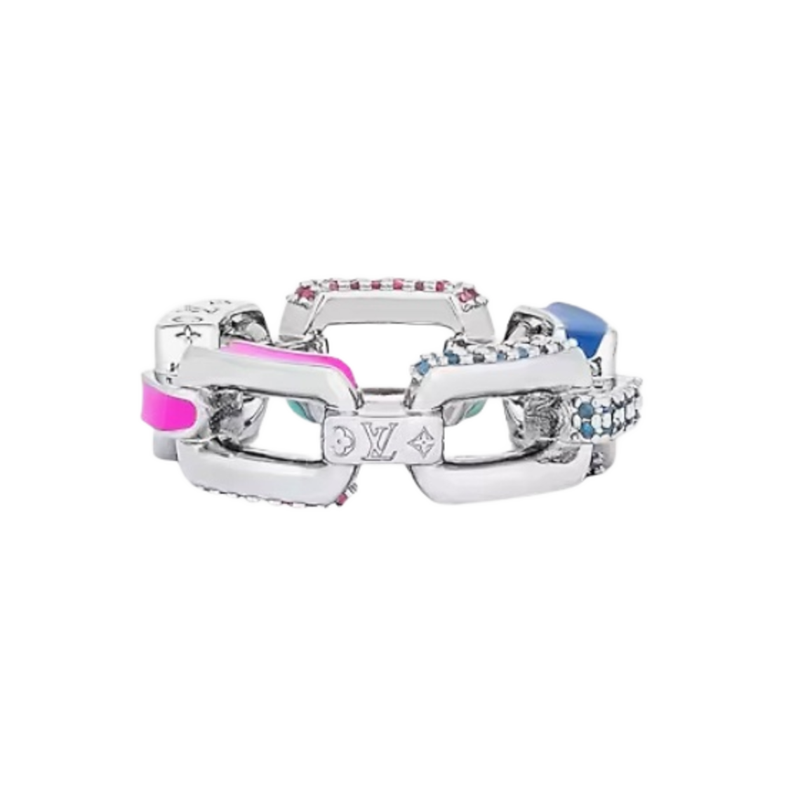 루이비통 파라다이스 체인 링 크리스탈 에나멜 메탈 실버(Louis Vuitton Paradise Chain Ring Crystal Enamel Metal Silver) - 1