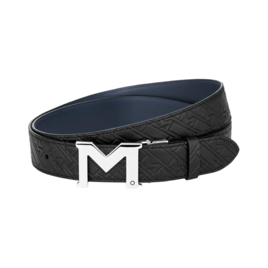 128787 Montblanc M Buckle 35mm Reversible Leather Belt Black Blue