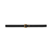(W) Saint Laurent Cassandre Thin Belt with Square Buckle in Lacquered Leather Black
