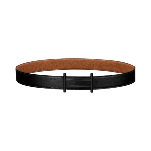 Hermes Rider Belt Buckle & Reversible Leather Strap 32mm & Noir Noir Gold