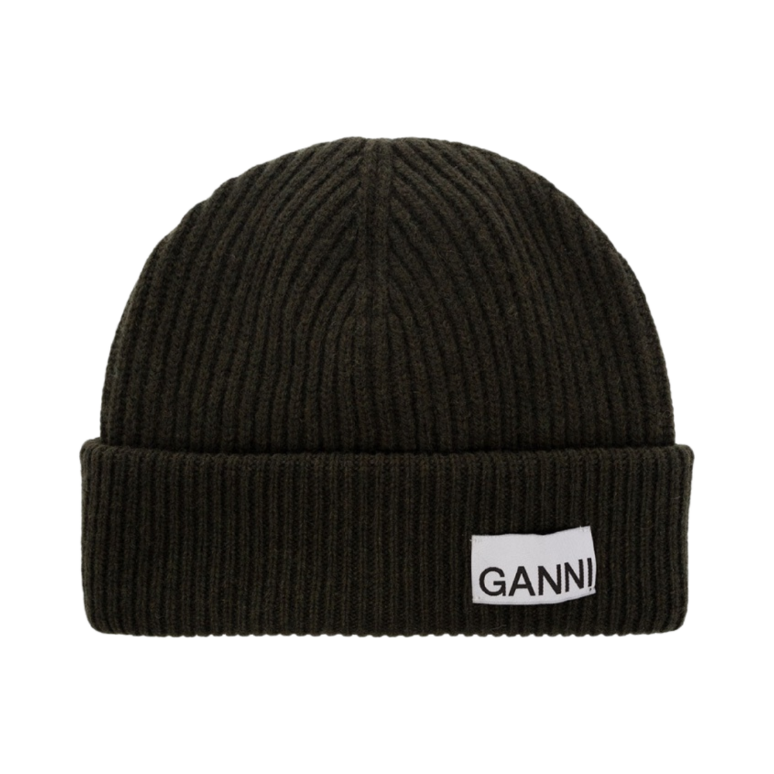 A5020-861 Ganni Light Structured Rib Knit Beanie Kalamata