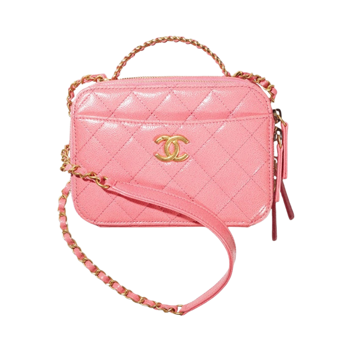 AS3221-B08006-NH621 Chanel Small Vanity Case Grained Shiny Calfskin & Gold Coral Pink