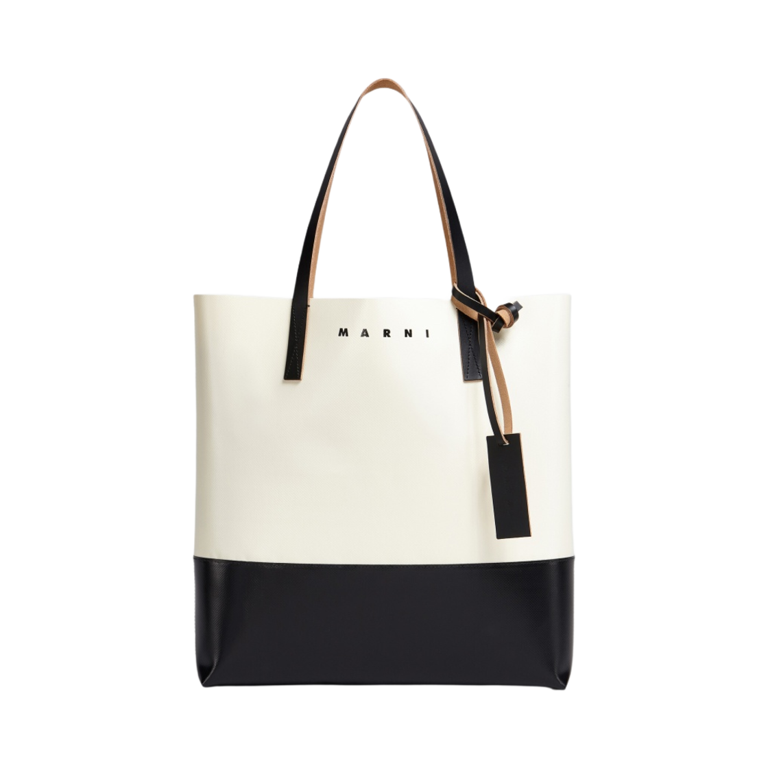 마르니 노스/사우스 쇼핑백 실크 화이트 블랙(Marni North/South Shopping Bag Silk White Black)