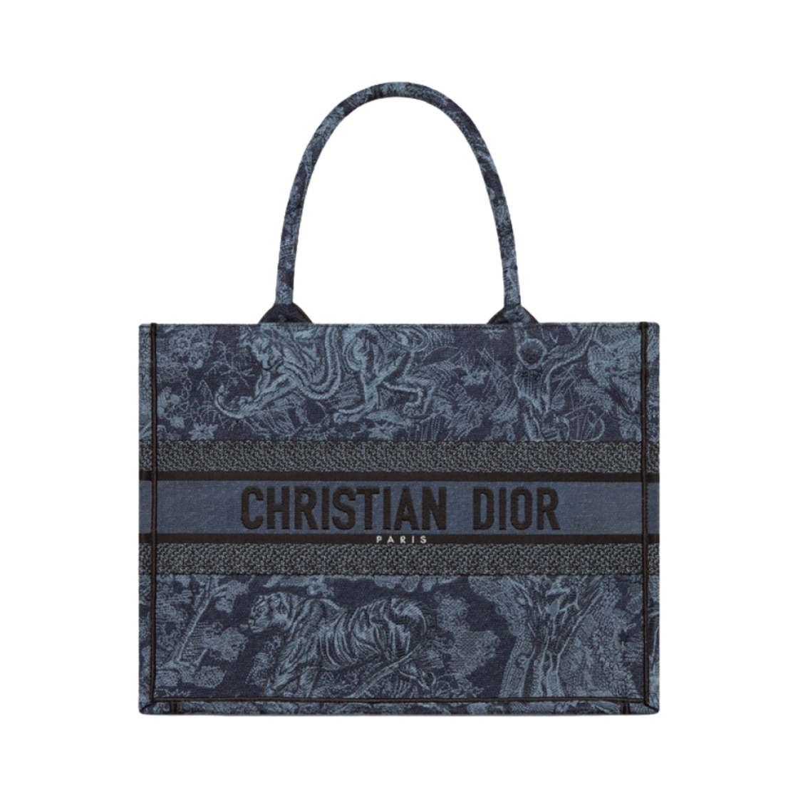디올 미디움 디올 북 토트백 데님 블루 트왈 드 주이 자수(Dior Medium Dior Book Tote Denim Blue Toile De Jouy Embroidery) - 1
