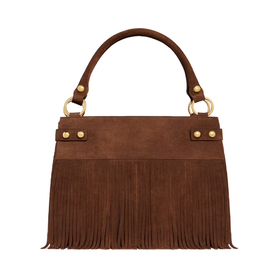 114113EZS-19BR Celine Medium Annabel Bag with Fringes in Suede Calfskin Brown - #3