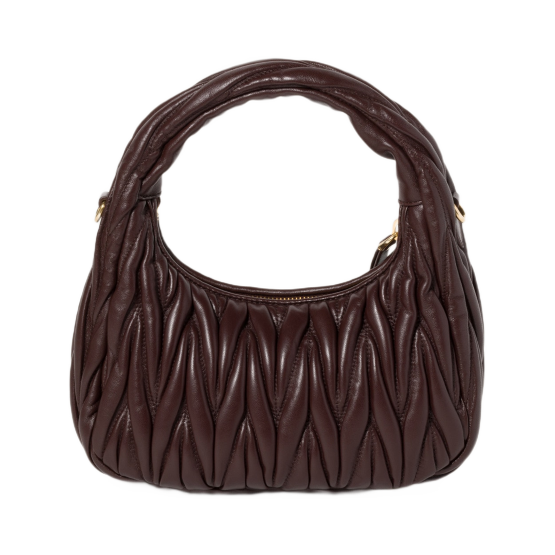 미우 미우 완더 마테라쎄 나파 레더 호보백 브라운(Miu Miu Wander Matelassé Nappa Leather Hobo Bag Brown) - 2