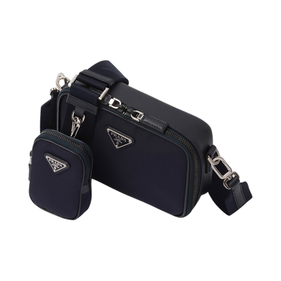 프라다 브리크 리나일론 사피아노 레더 백 네이비(Prada Brique Re-Nylon Saffiano Leather Bag Navy) - 2