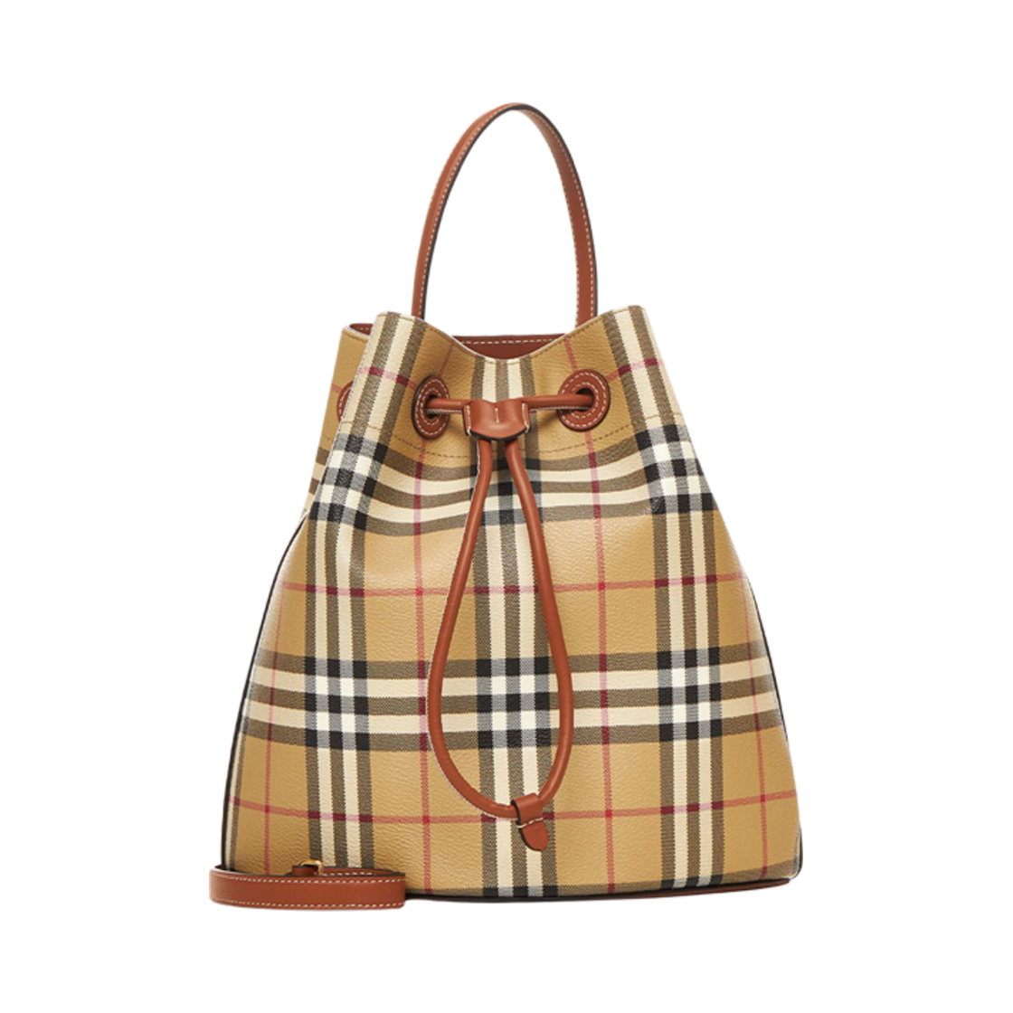 8100490 Burberry Small Check Bucket Bag Beige