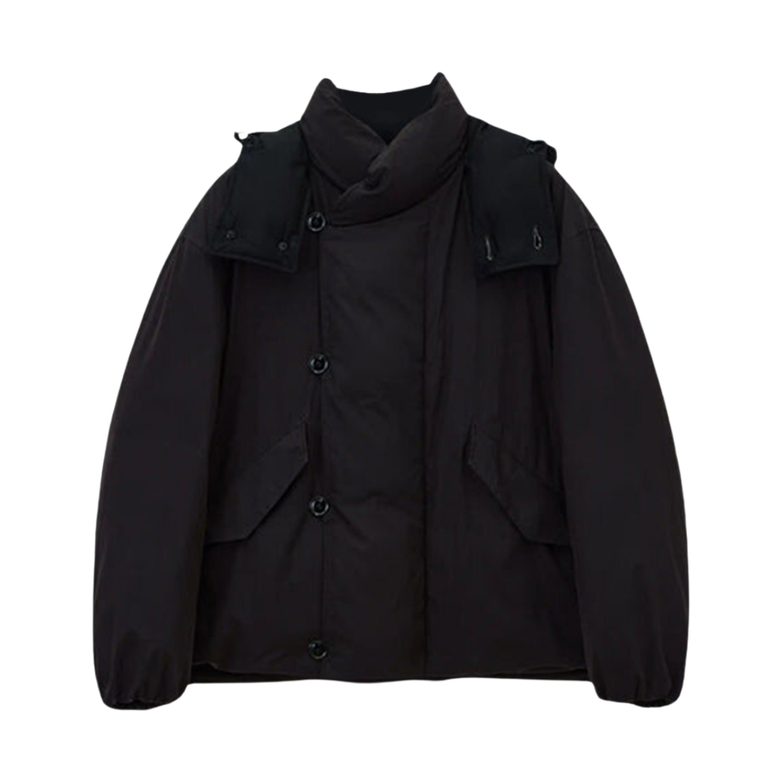 OW1093-LF1156-495 Lemaire Technical Cotton Hooded Puffer Blouson Espresso