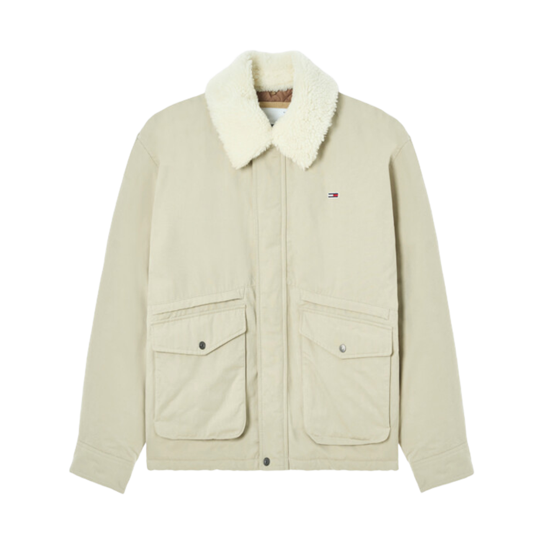 T32E7QJC24TML1ACE Tommy Jeans Shearling Collar Down Parka Stoney Beige