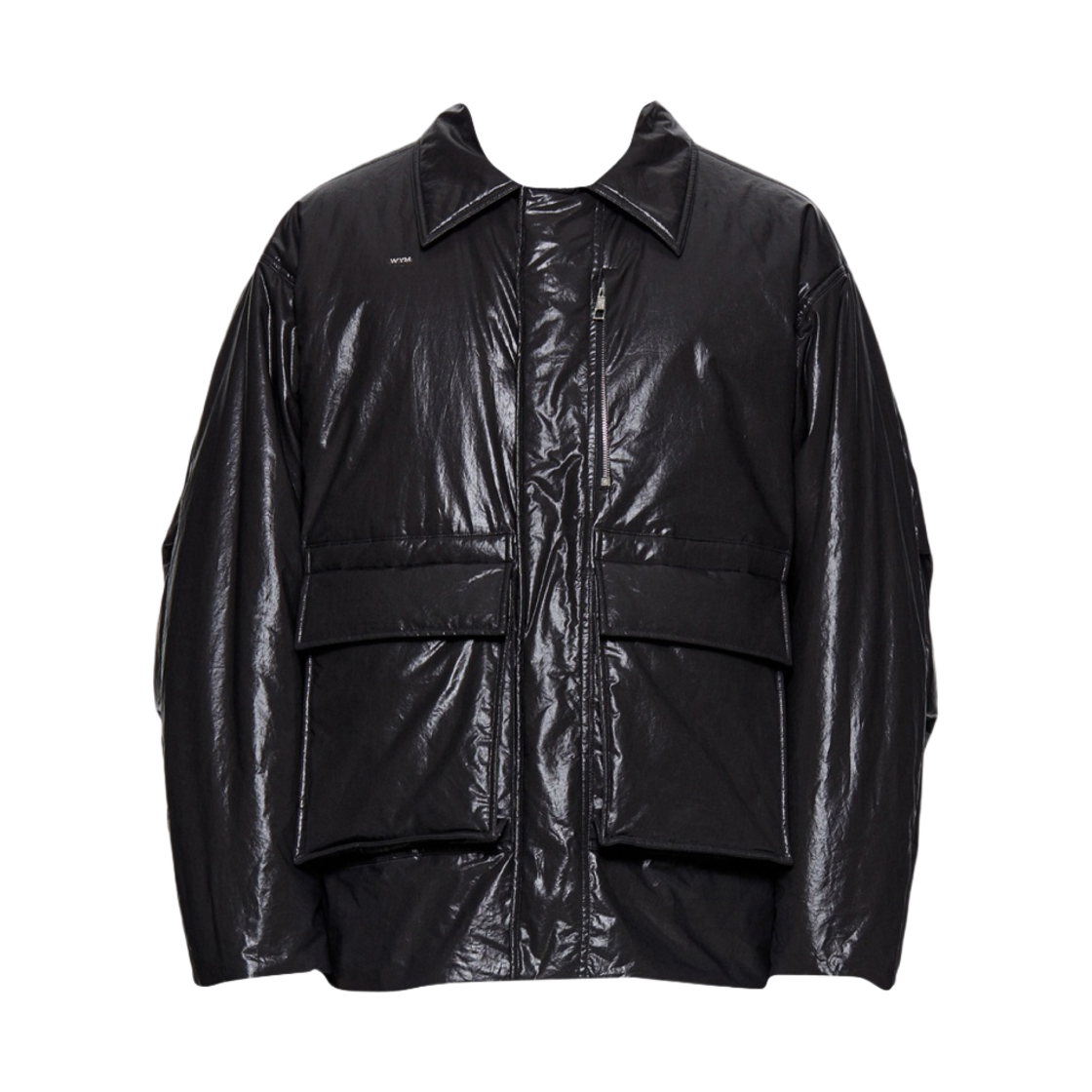 W233JP12955G Wooyoungmi Glossy Out Pocket Padded Jacket Black - 23FW