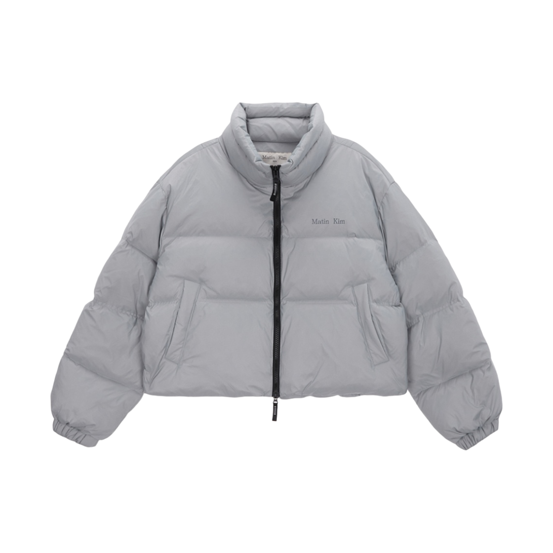 (W) 마뗑킴 하이 넥 클래식 크롭 퍼퍼 다운 점퍼 그레이((W) Matin Kim High Neck Classic Crop Puffer Down Jumper Grey)