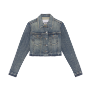 (W) Ganni Tint Edge Denim Cropped Jacket Tint Wash