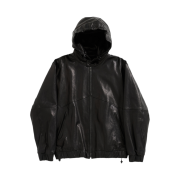 Hatchingroom Lambskin Leather Hoodie Black