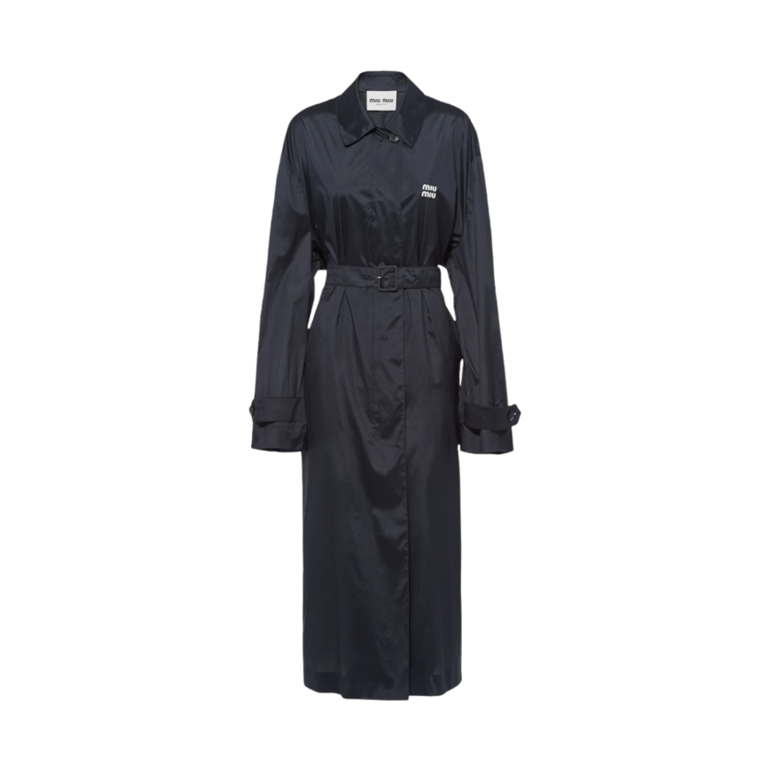 (W) 미우 미우 테크니컬 실크 코트 블루((W) Miu Miu Technical Silk Coat Blue) - 1