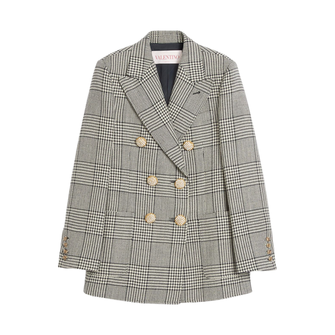 CE40090U0AN (W) Valentino Houndstooth Wool Blazer Ivory Black