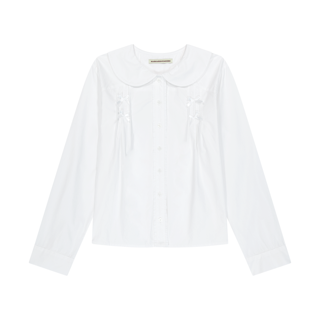 MF2513BL001MWHFR Margarin Fingers Ribbon Pintuck Blouse White