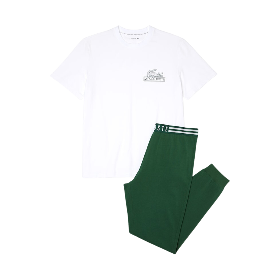 라코스테 코튼 저지 파자마 셋업 화이트 그린(Lacoste Cotton Jersey Pajama Set White Green) - 1