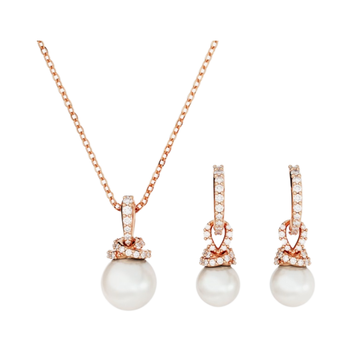 (W) 스와로브스키 오리지널리 세트 화이트 로즈 골드 플래팅((W) Swarovski Originally Set White Rose Gold Plated) - 1