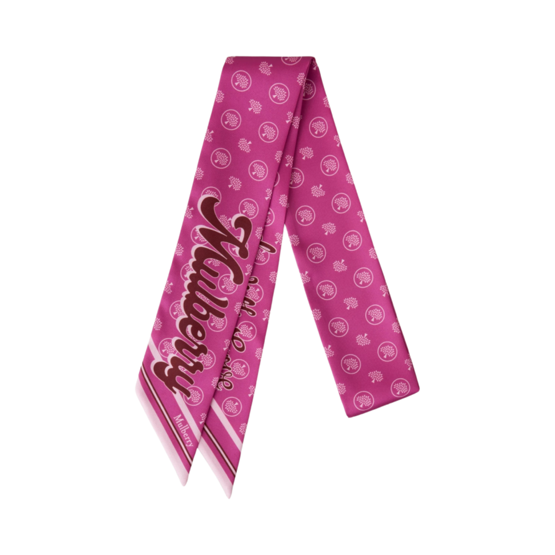 VS4808-050J989 (W) Mulberry Recycled Polyester From England Love Skinny Scarf Mulberry Pink Powder Rose