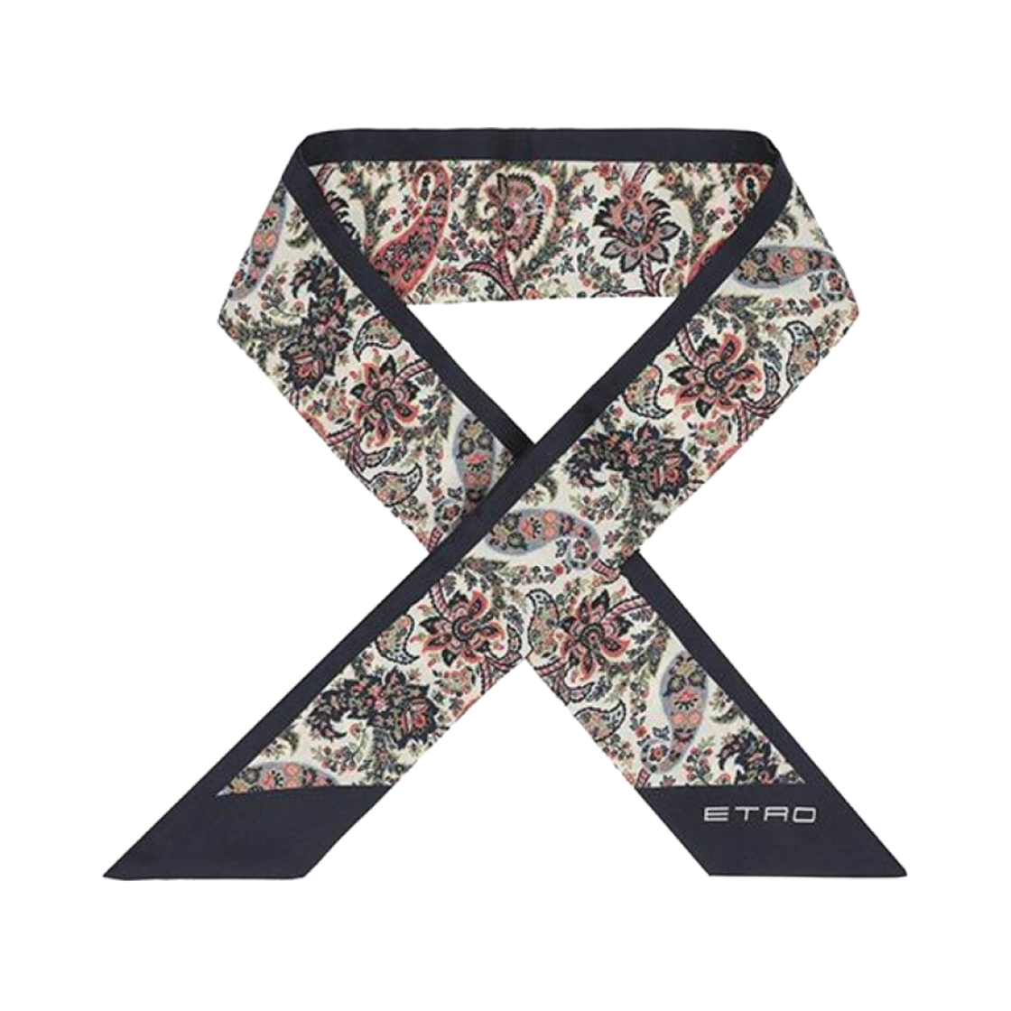 (W) 에트로 플로럴 페이즐리 프린트 트윌리 실크 스카프 멀티컬러((W) Etro Floral Paisely Print Twilly Silk Scarf Multicolour)