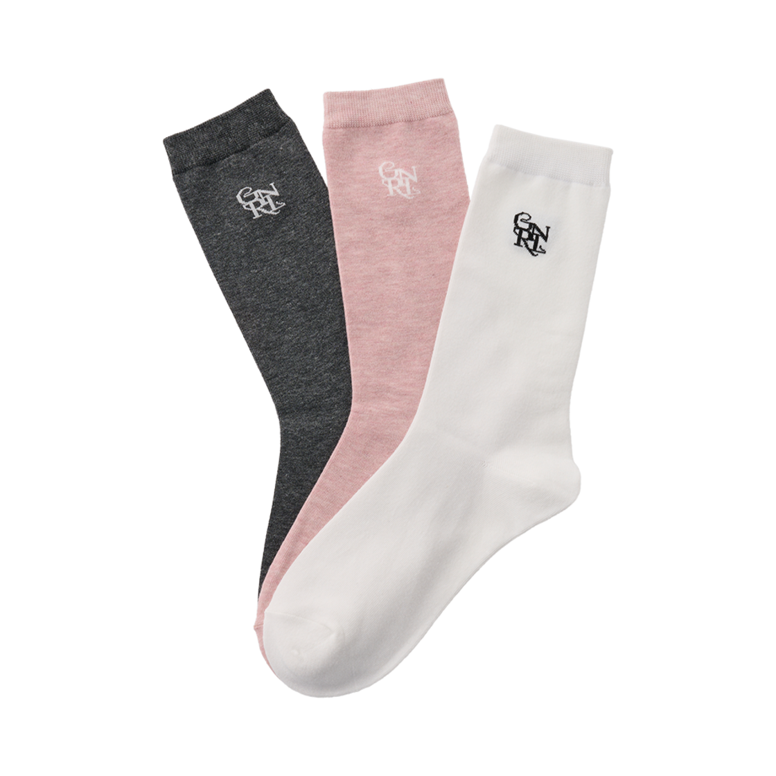 제너럴아이디어 우먼 에센셜 베이직 로고 하이 삭스 세트(General Idea Woman Essential Basic Logo High Socks Set)