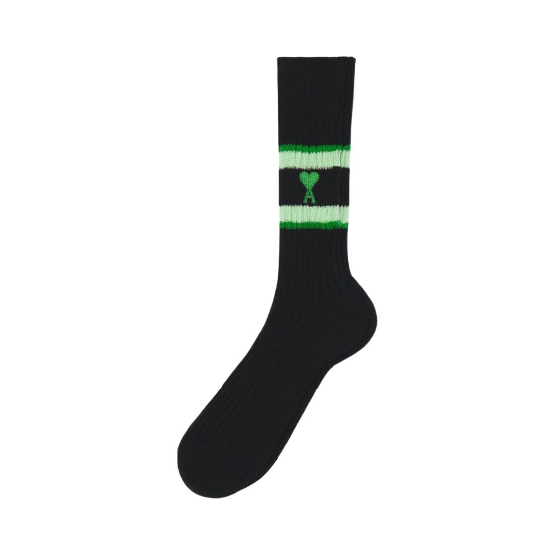 아미 하트 로고 스트라이프 삭스 블랙 그린(AMI de Coeur Striped Socks Black Green) - 1