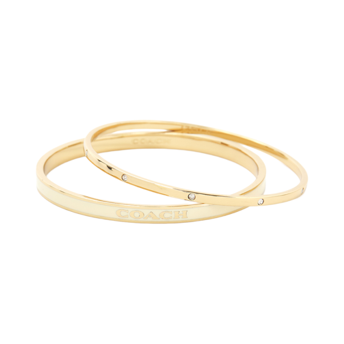 (W) 코치 시그니처 초크 듀오 뱅글 골드 (2개 세트)((W) Coach Signature Chalk Duo Bangle Gold (Set of 2))