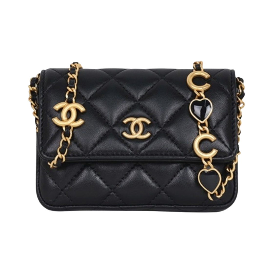 샤넬 체인 달린 미니백 램스킨 에나멜 & 골드 메탈 블랙(Chanel Clutch with Chain Lambskin Enamel & Gold Black) - 1